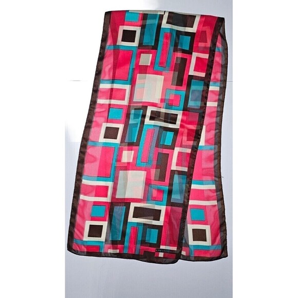 Vintage Set Of 2 Geometric Square And Rectangular Scarves - Picture 4 of 5